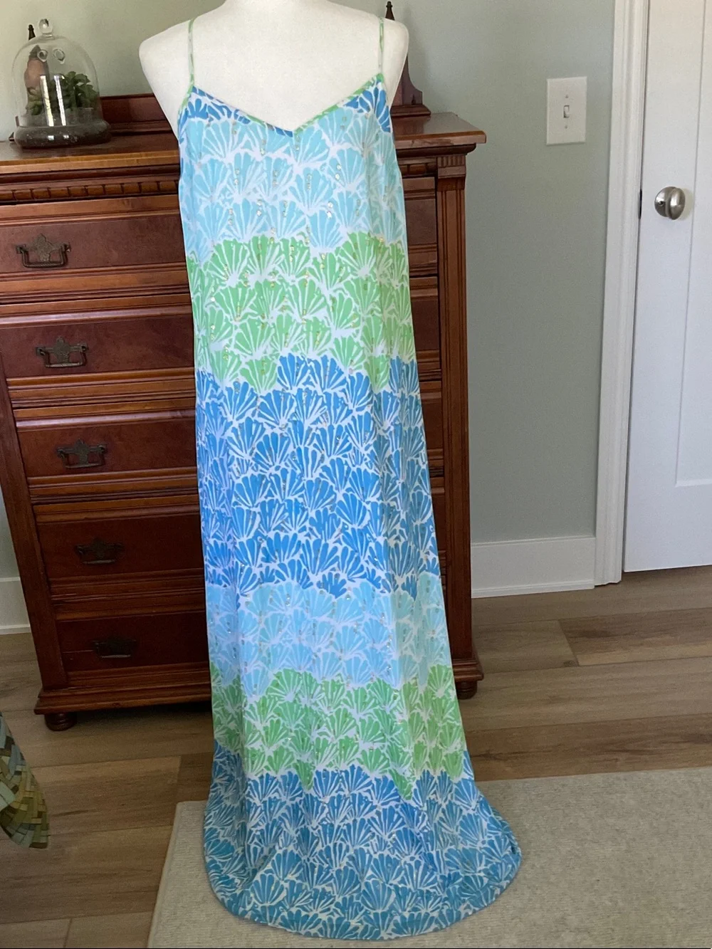 NWT Lilly Pulitzer Dusk Maxi Slip Dress Shell Shacked SZ S Coastal Elegance